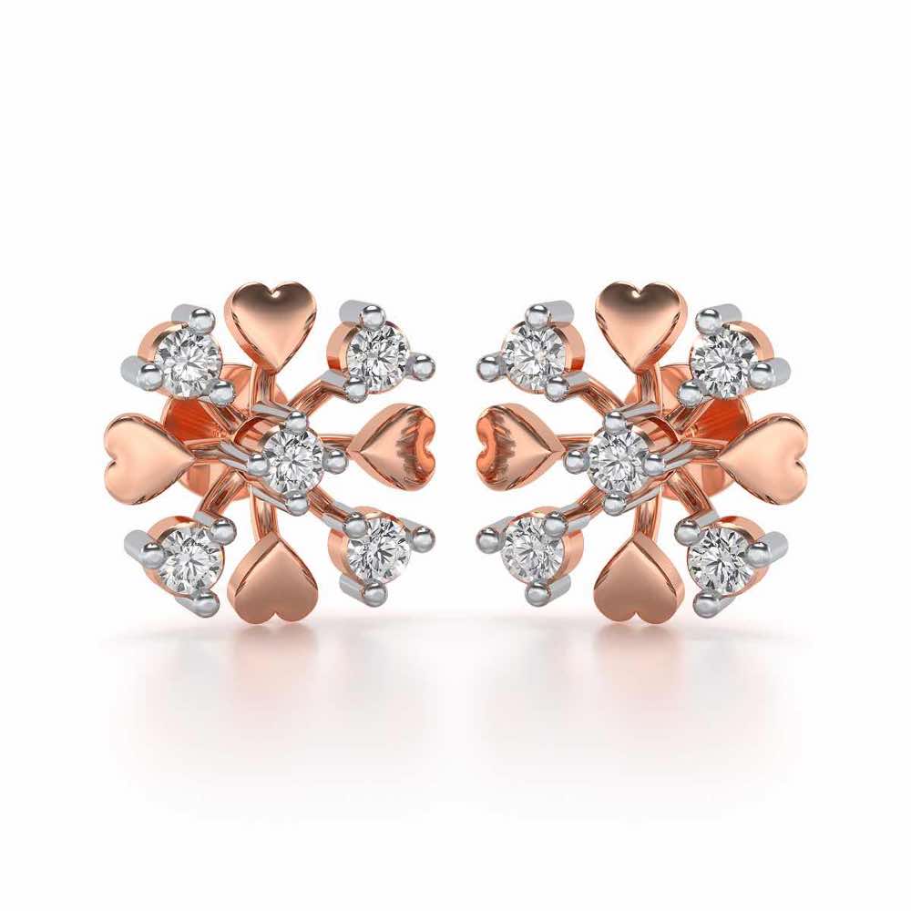 Heart Frost Silver Earrings - Rose Gold - Image 1