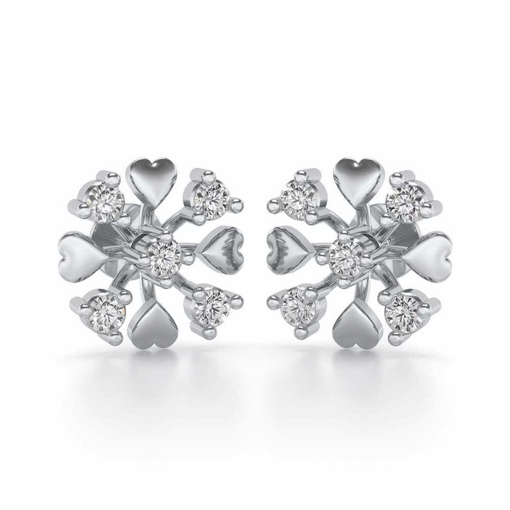 Heart Frost Silver Earrings - White Gold - Image 1