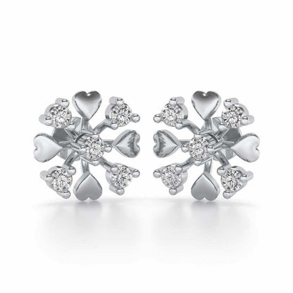 Heart Frost Silver Earrings - White Gold - Image 1