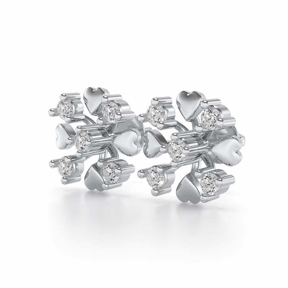 Heart Frost Silver Earrings - White Gold - Image 3