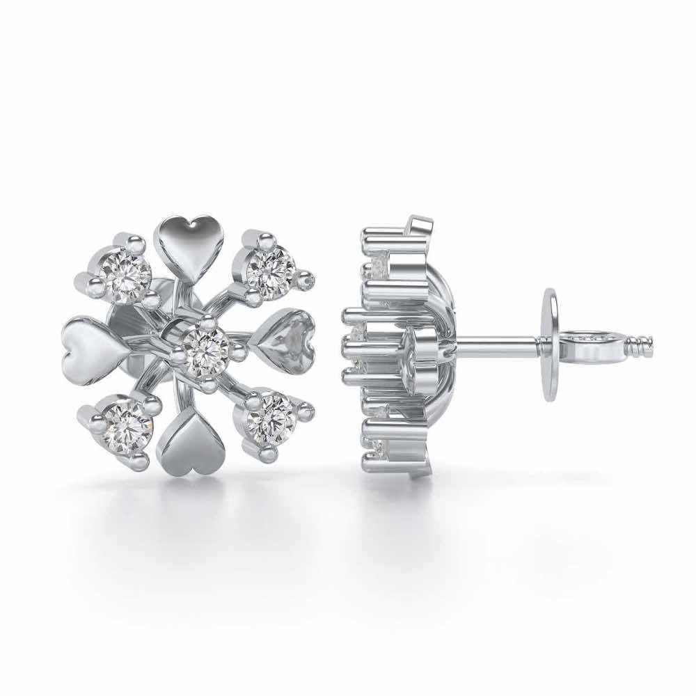 Heart Frost Silver Earrings - White Gold - Image 4