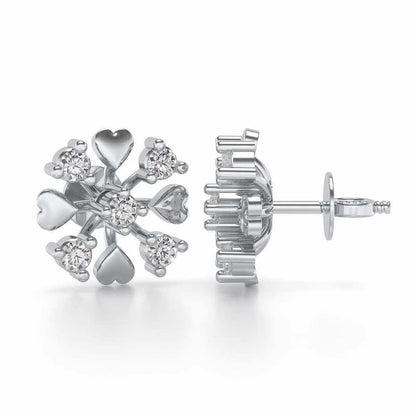 Heart Frost Silver Earrings - White Gold - Image 4