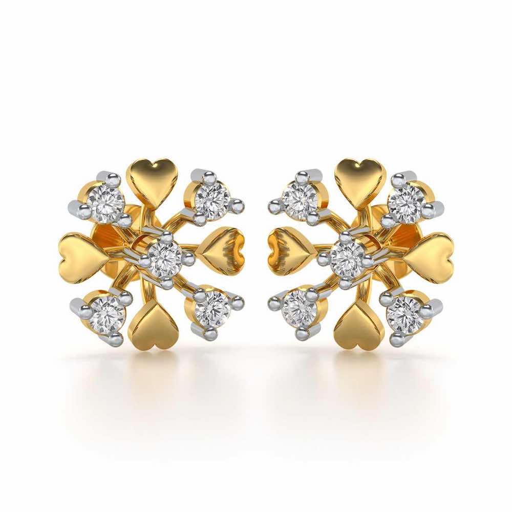 Heart Frost Silver Earrings - Yellow Gold - Image 1
