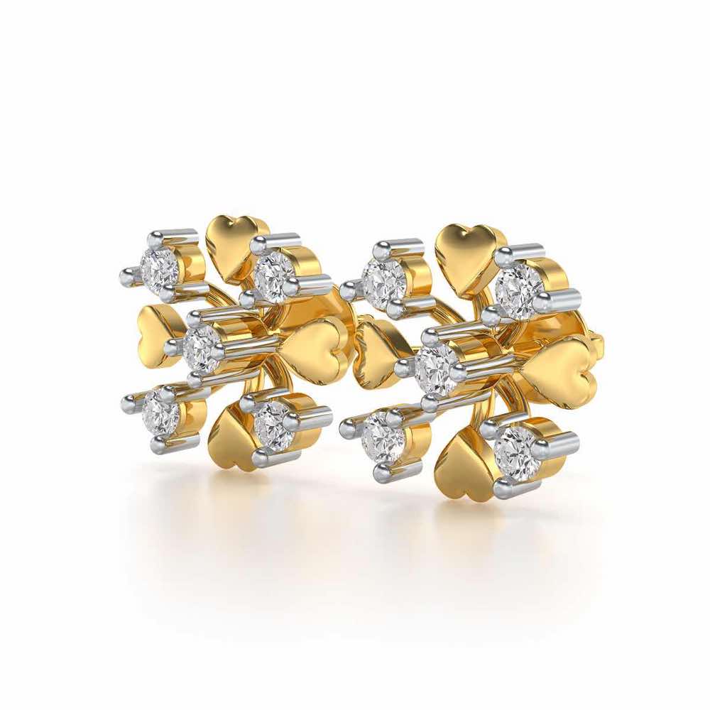 Heart Frost Silver Earrings - Yellow Gold - Image 3