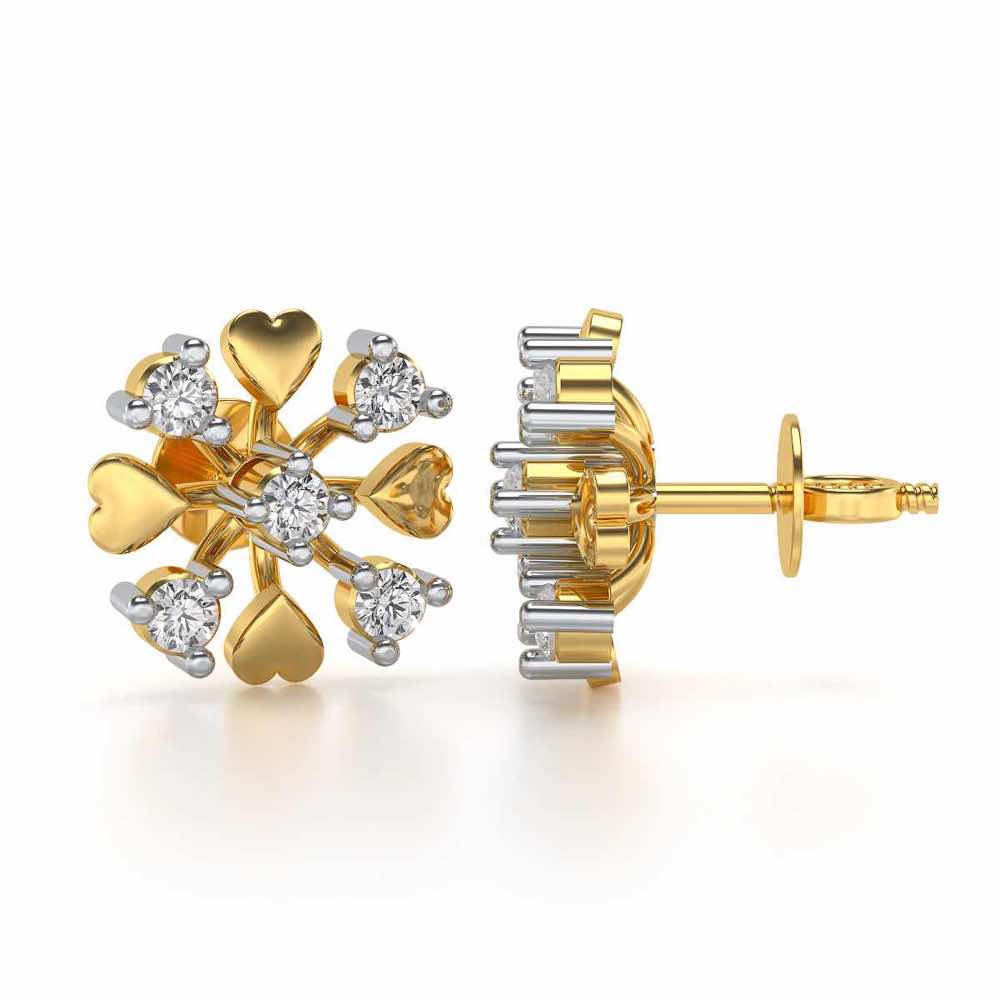 Heart Frost Silver Earrings - Yellow Gold - Image 4