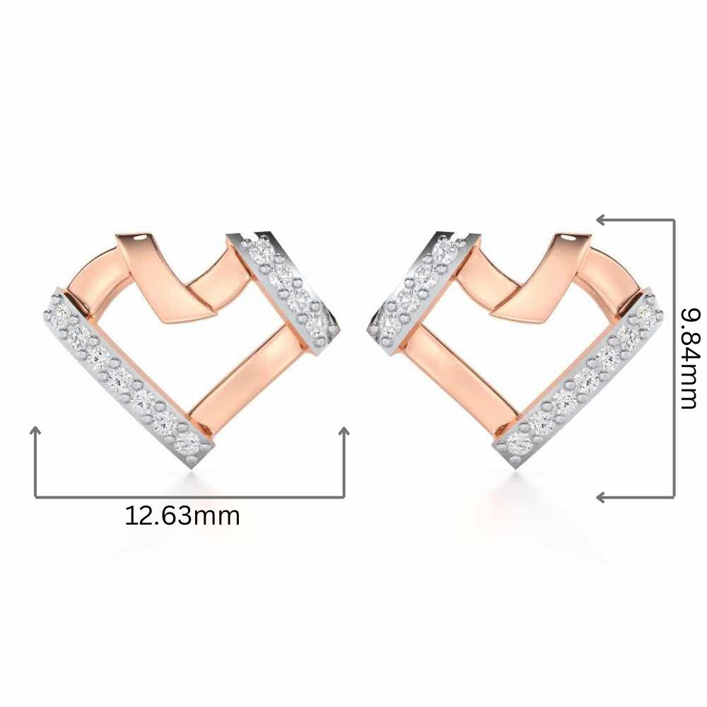 Heart Gleam Silver Stud Earrings - Rose Gold - Image 2