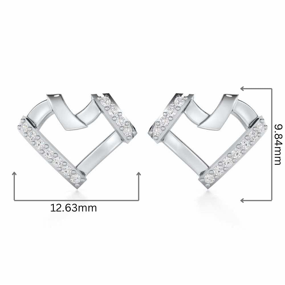 Heart Gleam Silver Stud Earrings - White Gold - Image 2