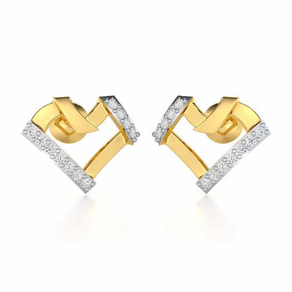 Heart Gleam Silver Stud Earrings - Yellow Gold - Image 1