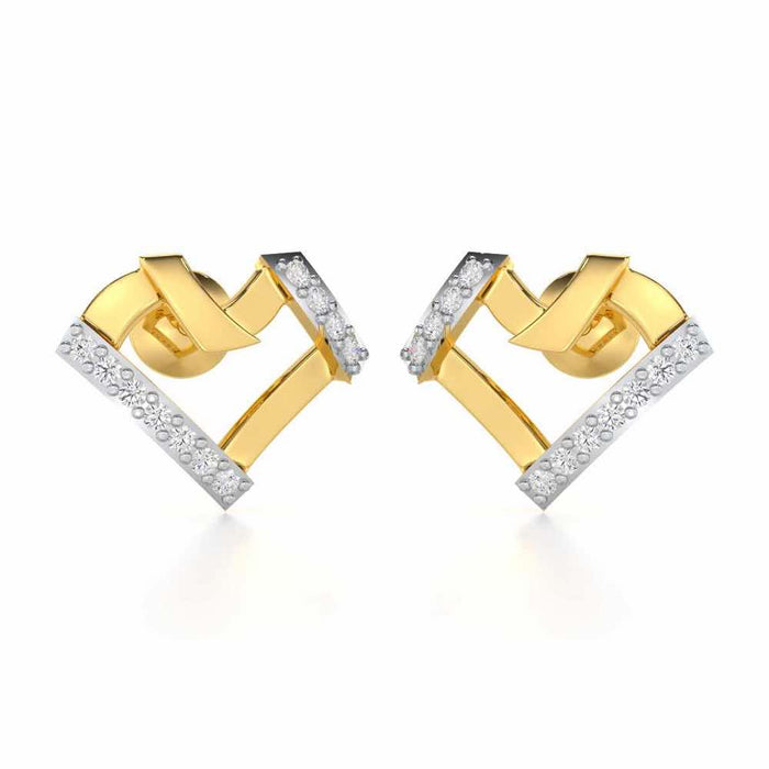 Heart Gleam Silver Stud Earrings - Yellow Gold - Image 1