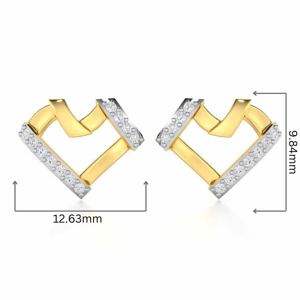 Heart Gleam Silver Stud Earrings - Yellow Gold - Image 2