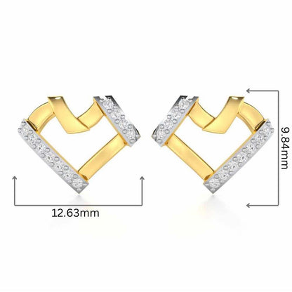 Heart Gleam Silver Stud Earrings - Yellow Gold - Image 2