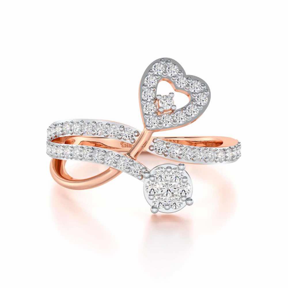 Heart Gloria Silver Ring - Rose Gold - Image 4