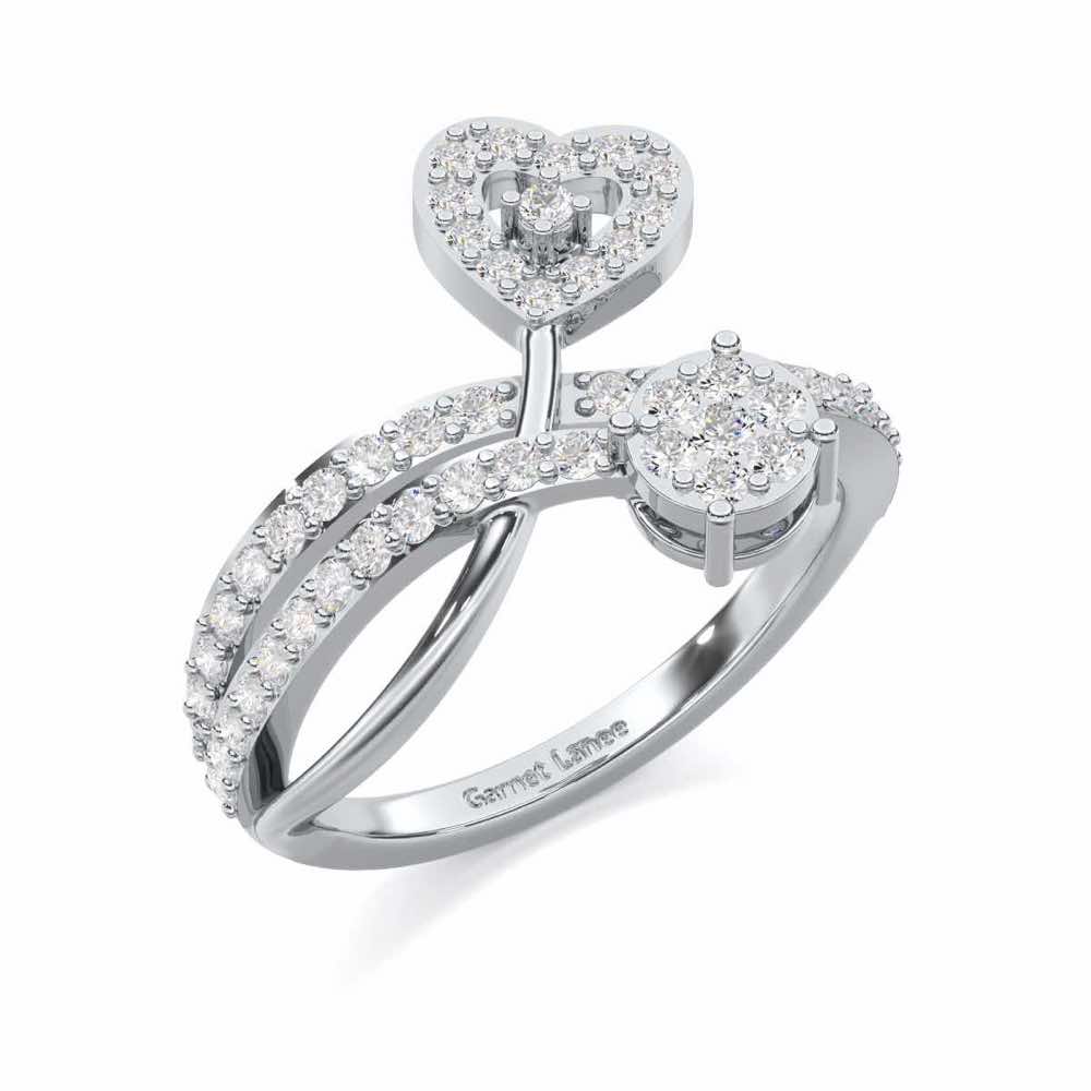 Heart Gloria Silver Ring - White Gold - Image 1