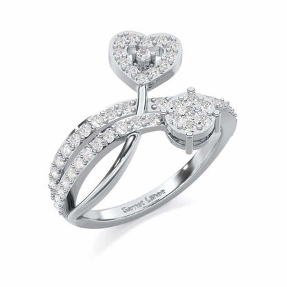 Heart Gloria Silver Ring - White Gold - Image 1