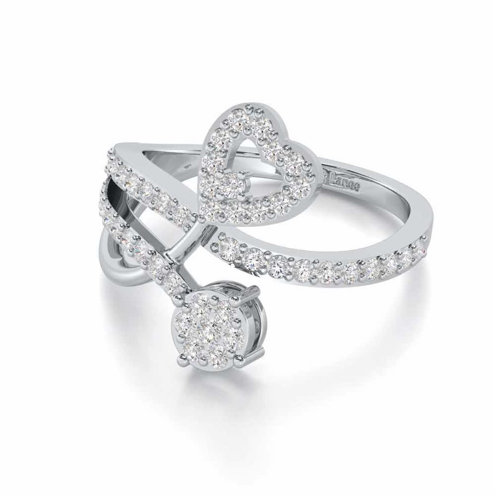 Heart Gloria Silver Ring - White Gold - Image 2