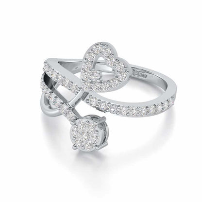 Heart Gloria Silver Ring - White Gold - Image 2