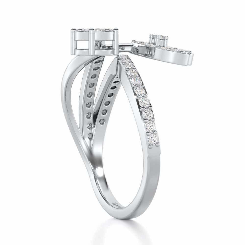 Heart Gloria Silver Ring - White Gold - Image 3