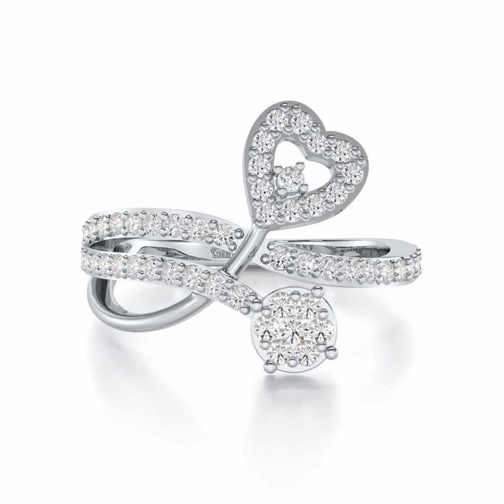 Heart Gloria Silver Ring - White Gold - Image 4