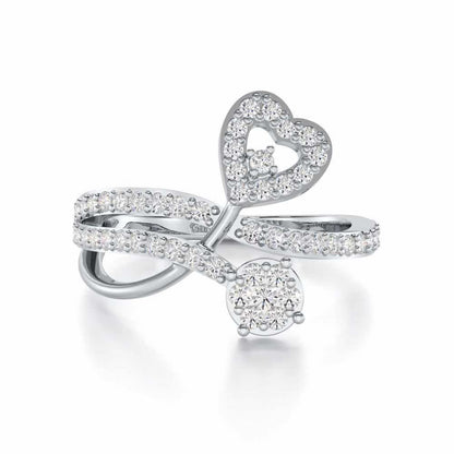 Heart Gloria Silver Ring - White Gold - Image 4