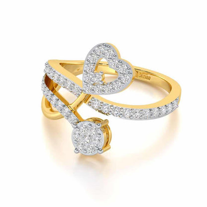 Heart Gloria Silver Ring - Yellow Gold - Image 2