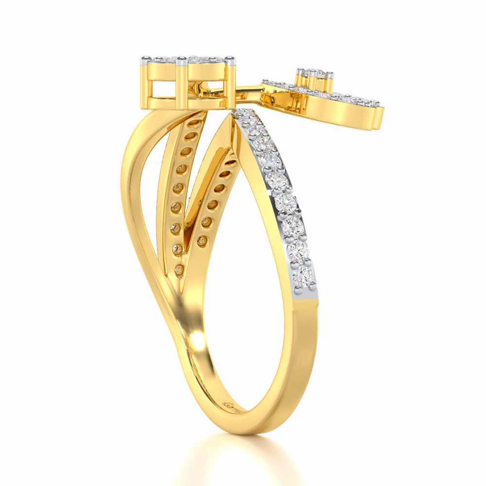 Heart Gloria Silver Ring - Yellow Gold - Image 3