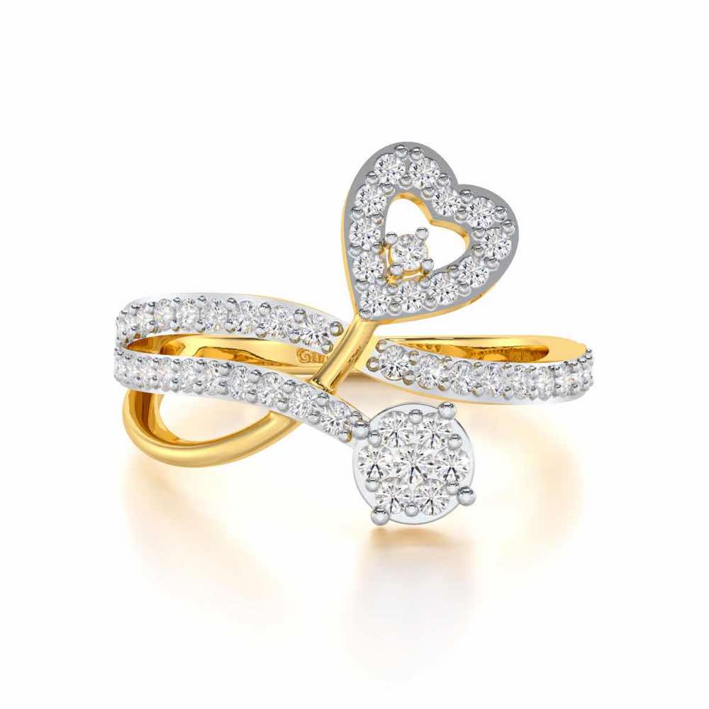 Heart Gloria Silver Ring - Yellow Gold - Image 4