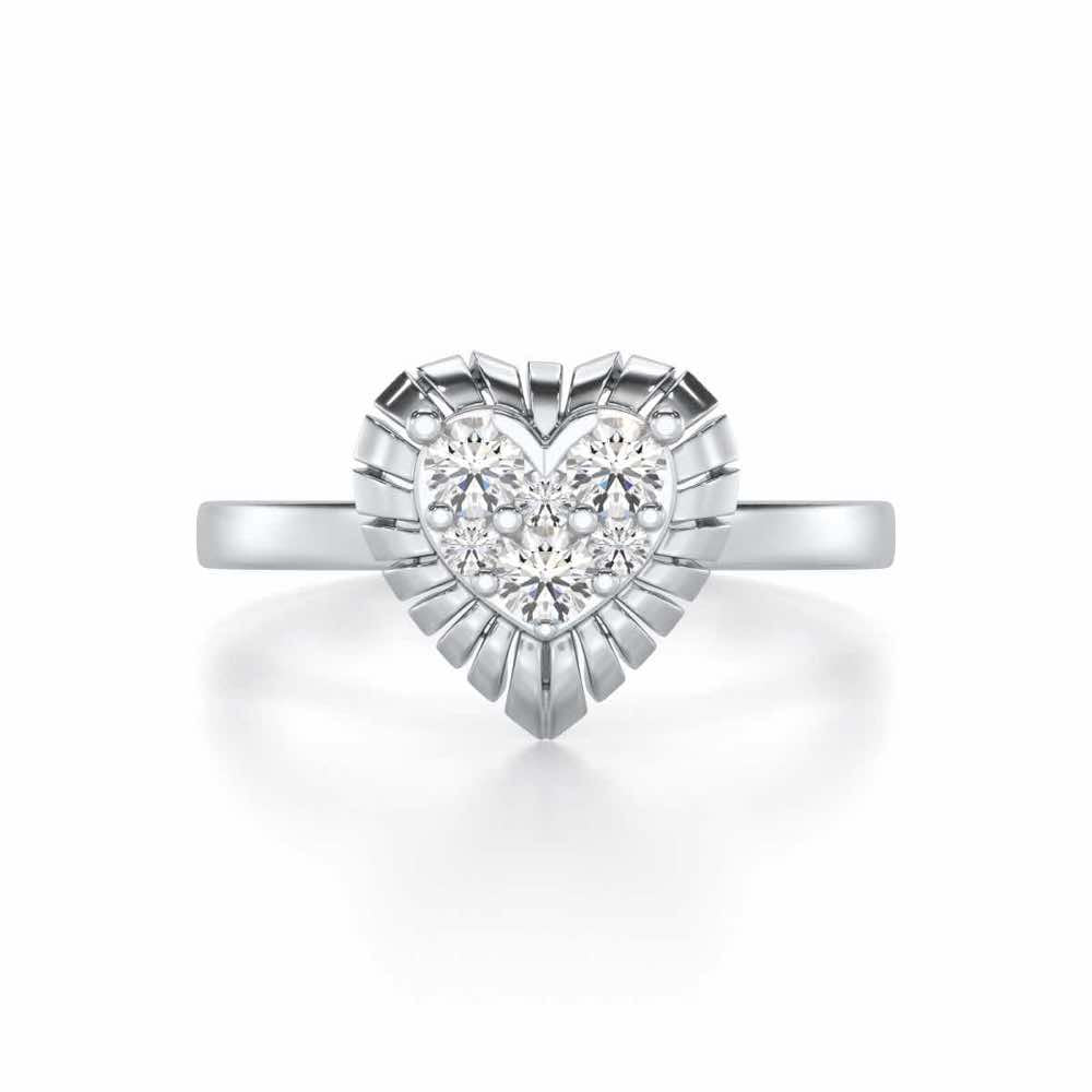 Heart Glowing Silver Ring - White Gold - Image 4