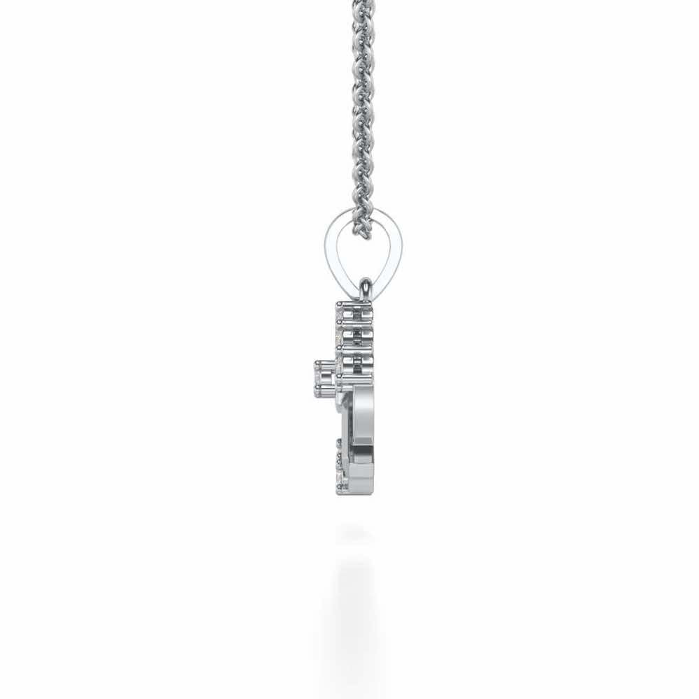 Heart Key Silver Pendant - White Gold - Image 3