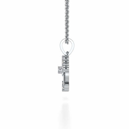 Heart Key Silver Pendant - White Gold - Image 3