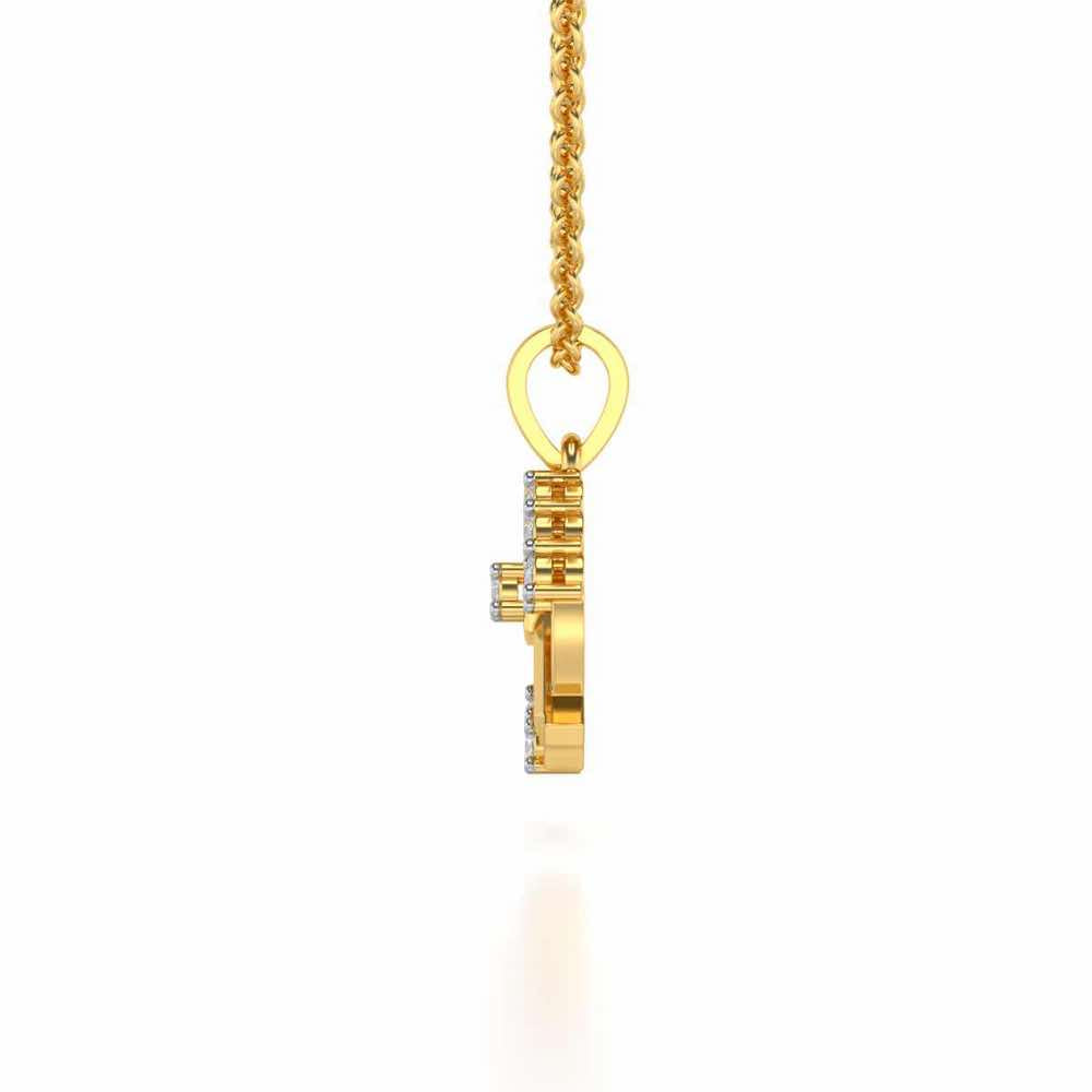 Heart Key Silver Pendant - Yellow Gold - Image 3