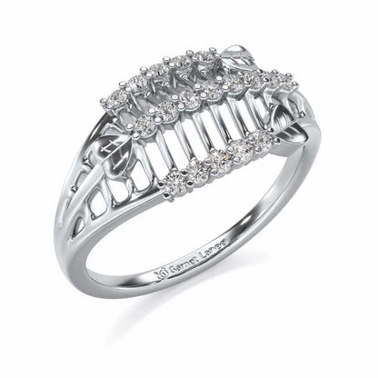 Heart Ladder Silver Ring - White Gold - Image 1
