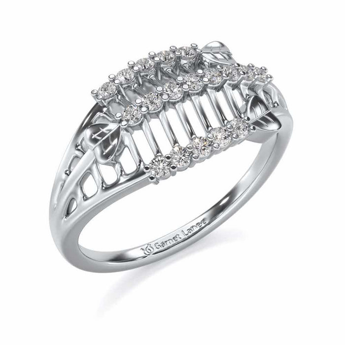 Heart Ladder Silver Ring - White Gold - Image 1