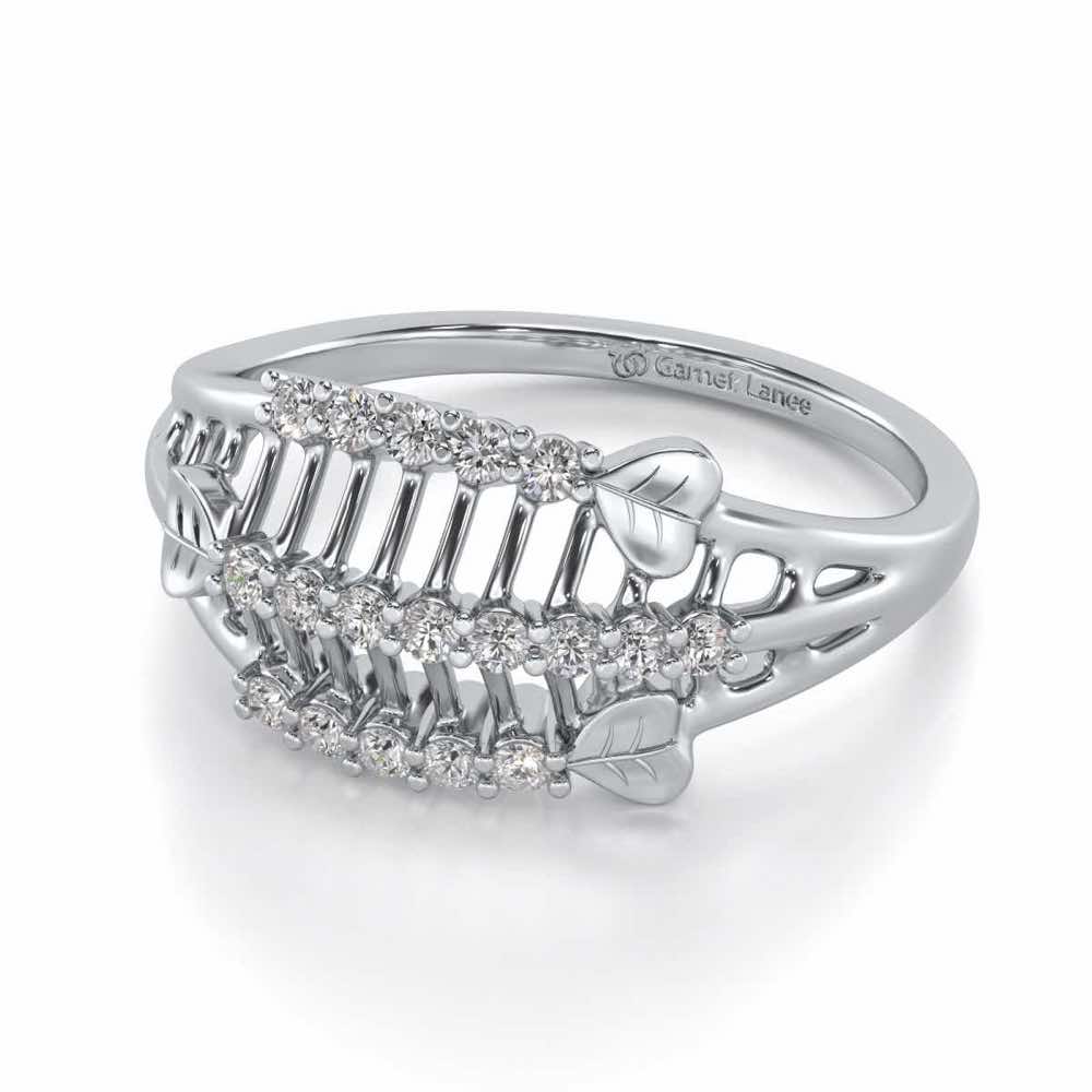 Heart Ladder Silver Ring - White Gold - Image 2