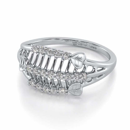 Heart Ladder Silver Ring - White Gold - Image 2