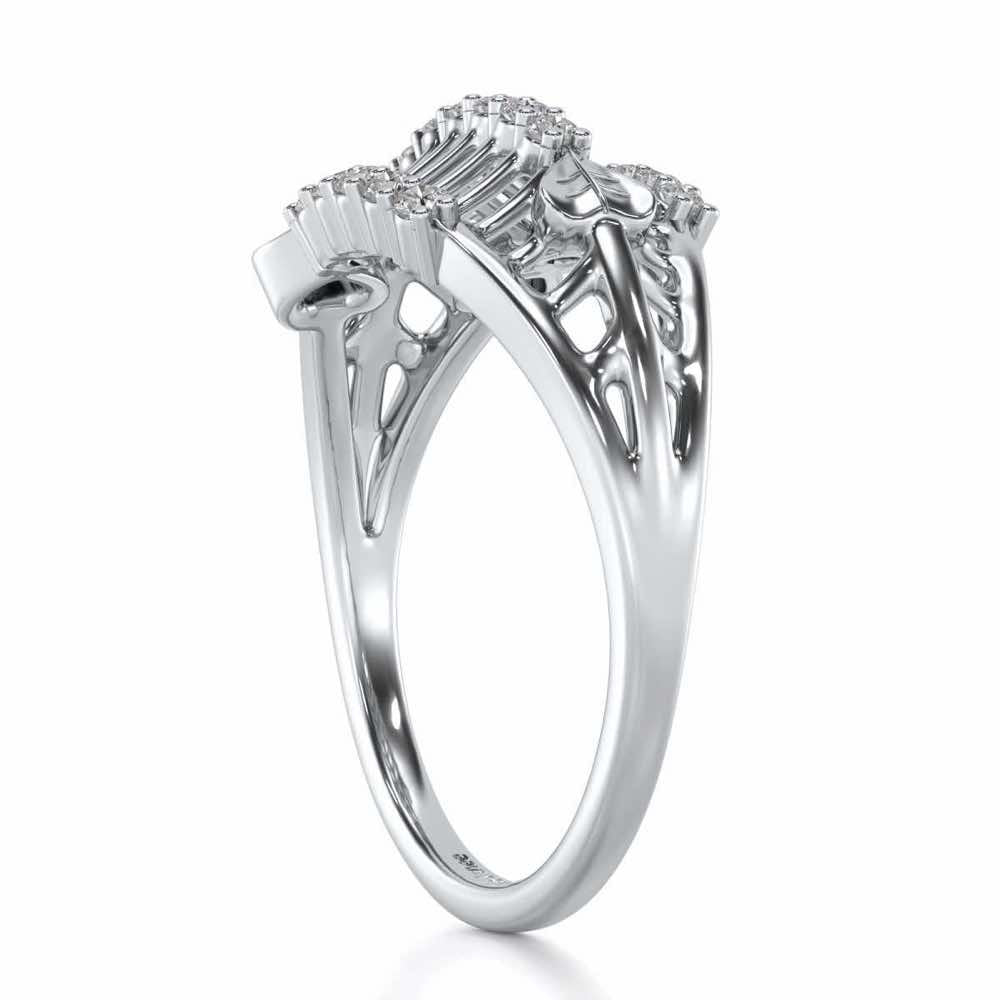 Heart Ladder Silver Ring - White Gold - Image 3