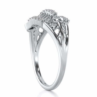 Heart Ladder Silver Ring - White Gold - Image 3