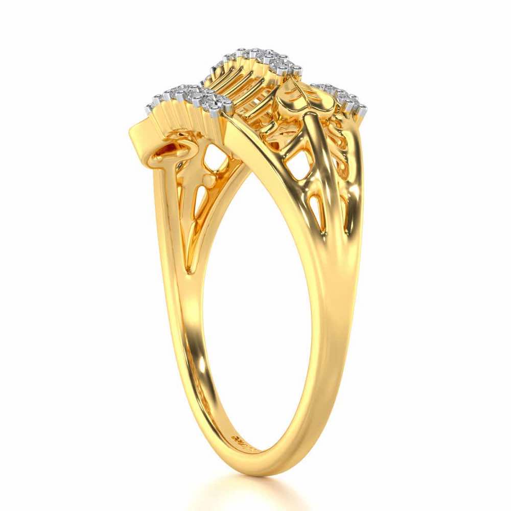 Heart Ladder Silver Ring - Yellow Gold - Image 3
