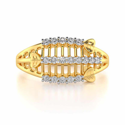 Heart Ladder Silver Ring - Yellow Gold - Image 4