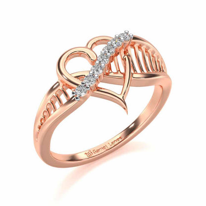Heart Lattice Silver Ring - Rose Gold - Image 1