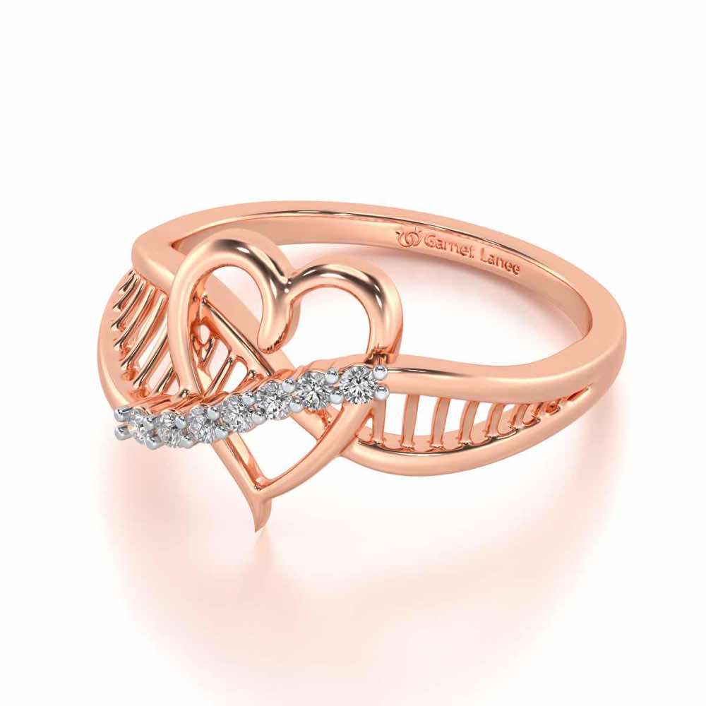 Heart Lattice Silver Ring - Rose Gold - Image 2