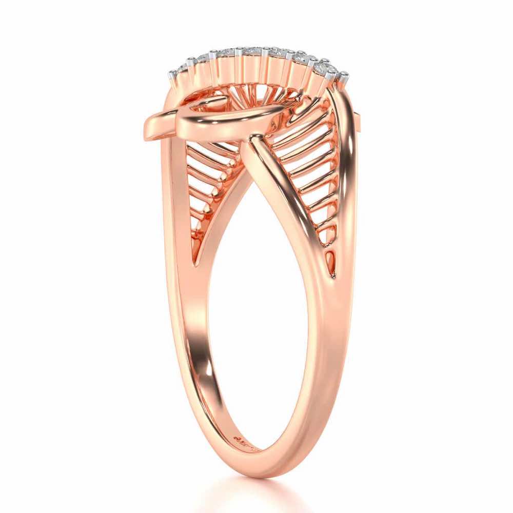 Heart Lattice Silver Ring - Rose Gold - Image 3
