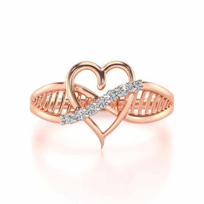 Heart Lattice Silver Ring - Rose Gold - Image 4