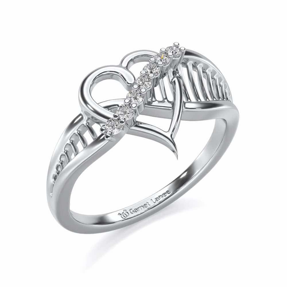 Heart Lattice Silver Ring - White Gold - Image 1