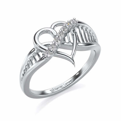 Heart Lattice Silver Ring - White Gold - Image 1