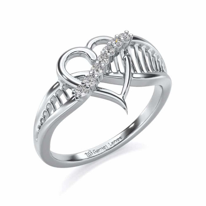Heart Lattice Silver Ring - White Gold - Image 1
