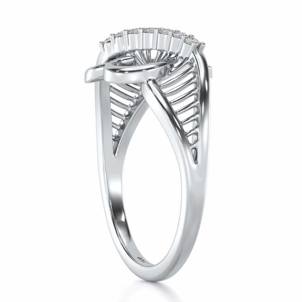 Heart Lattice Silver Ring - White Gold - Image 3