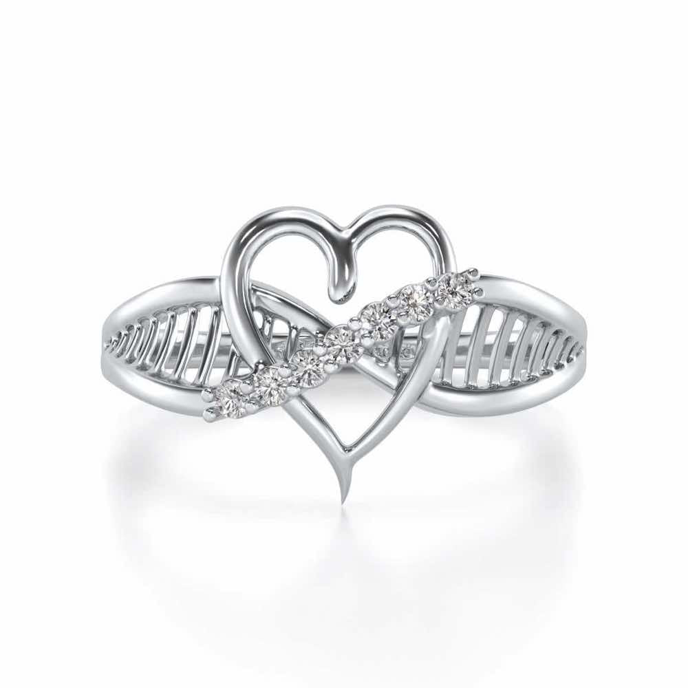 Heart Lattice Silver Ring - White Gold - Image 4