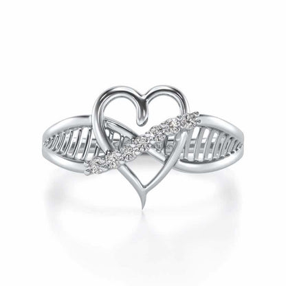 Heart Lattice Silver Ring - White Gold - Image 4