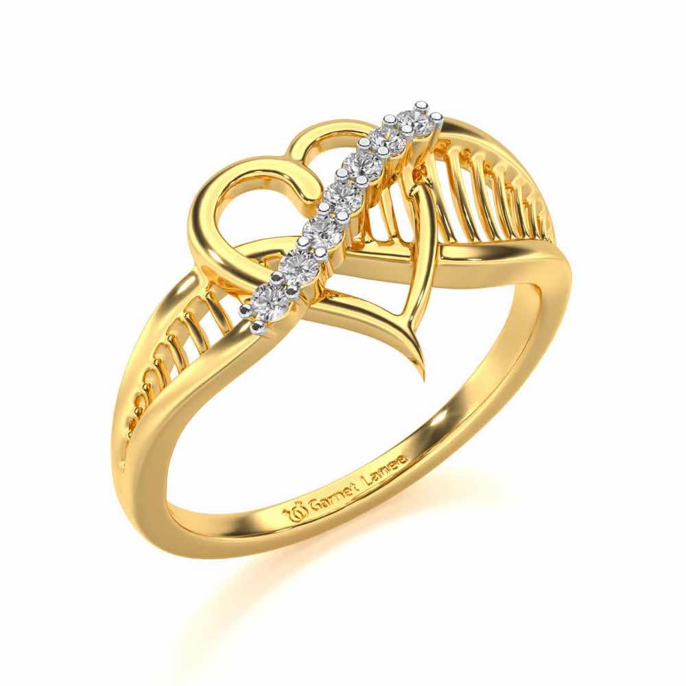 Heart Lattice Silver Ring - Yellow Gold - Image 1