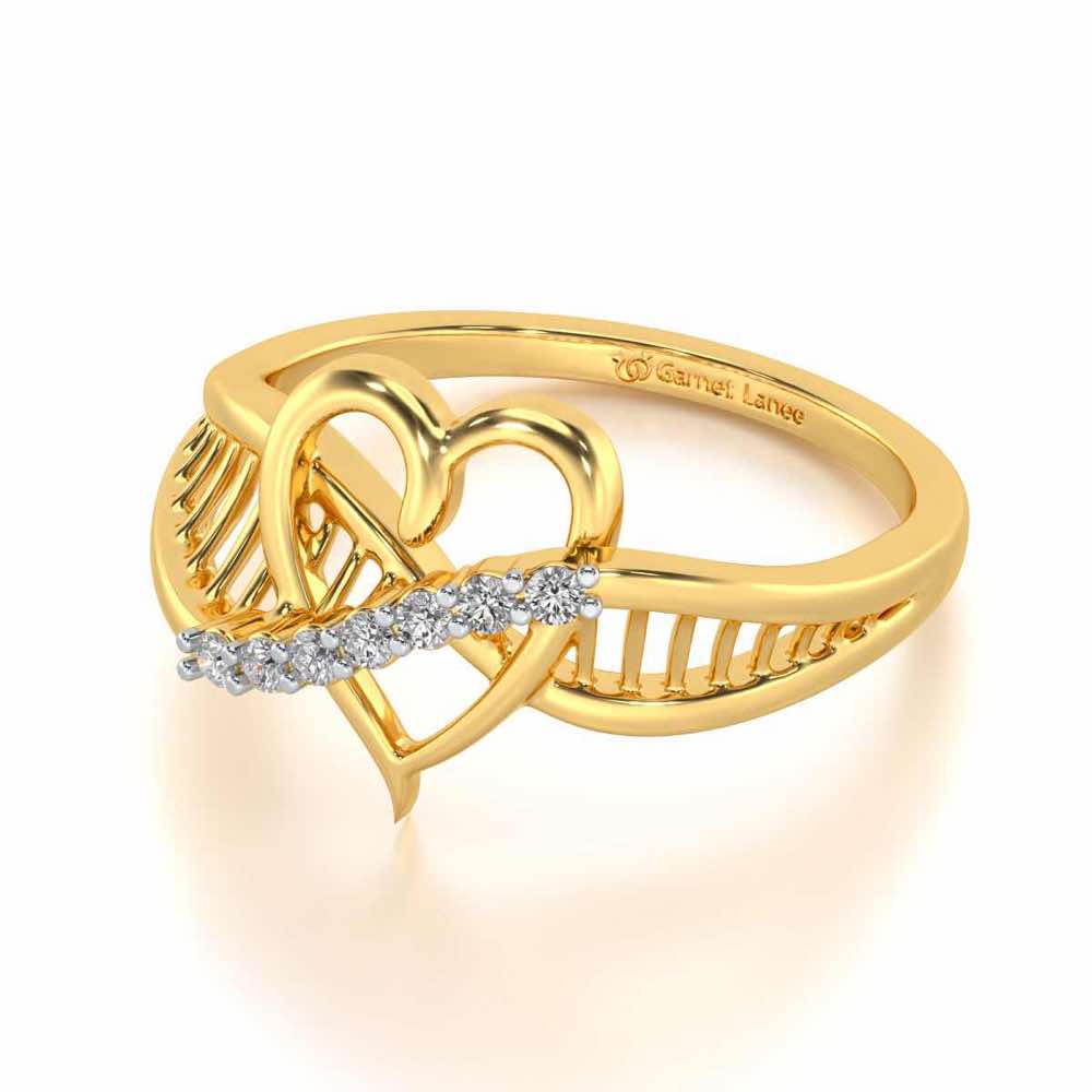 Heart Lattice Silver Ring - Yellow Gold - Image 2